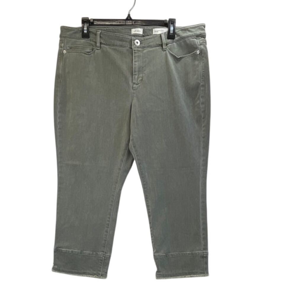 J.Jill Denim Womens 16 Petite Moss Green Authentic Fit Cropped Lagen Look Pants